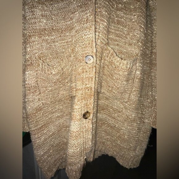 Easel Tan Knit Cardigan Knee Length Sweater. SUPER CUTE. Bought from boutique. - Picture 3 of 6